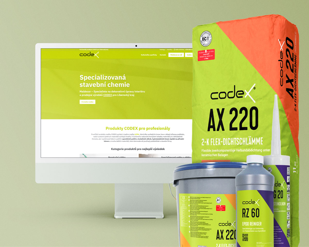 Stylizace webových stránek codexliberec.cz s produkty